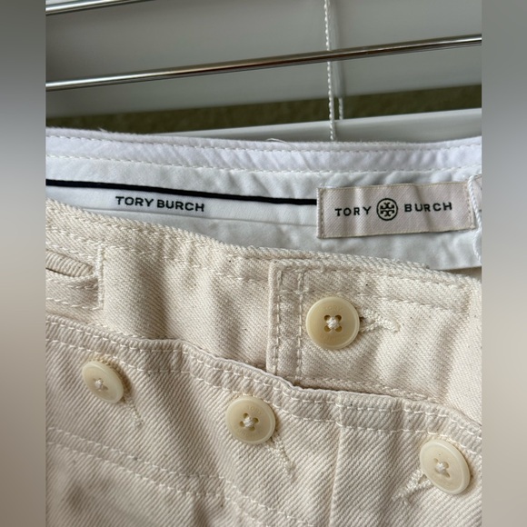 Tory Burch Button Fly Wide Leg Preppy Denim Cream High Rise Sailor Pants 8 NWT - Picture 12 of 14